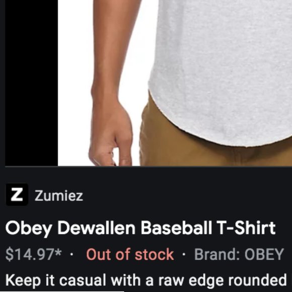 Obey Propaganda Dewallen Baseball Raglan Tee Gray Size Medium - Picture 5 of 5